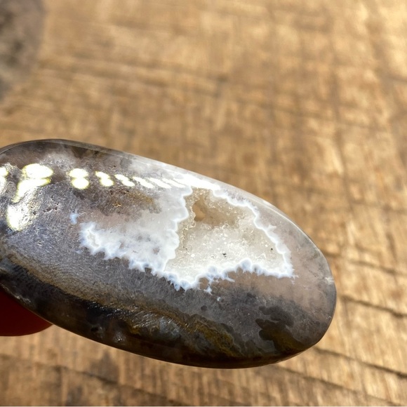 Moss Agate Druzy Window Geode Necklace Pendant - Picture 6 of 7